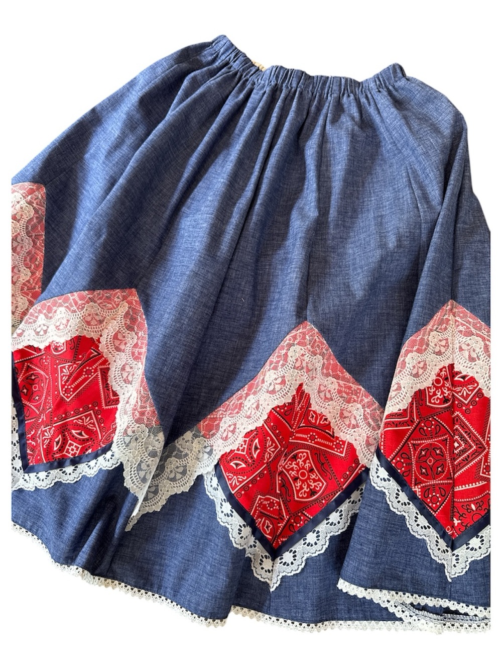 Little House creations Square dance, rodeo, western elastic waist full skirt Med